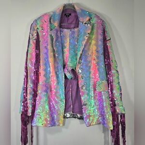Nasty Gal Multicolor Sequin Blazer